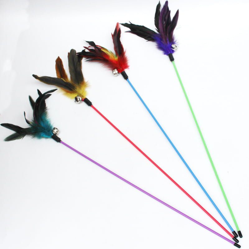 Its Meow Interactive Cat Toy Feather Stick With Bell - 61Cm (Mixed Colors)