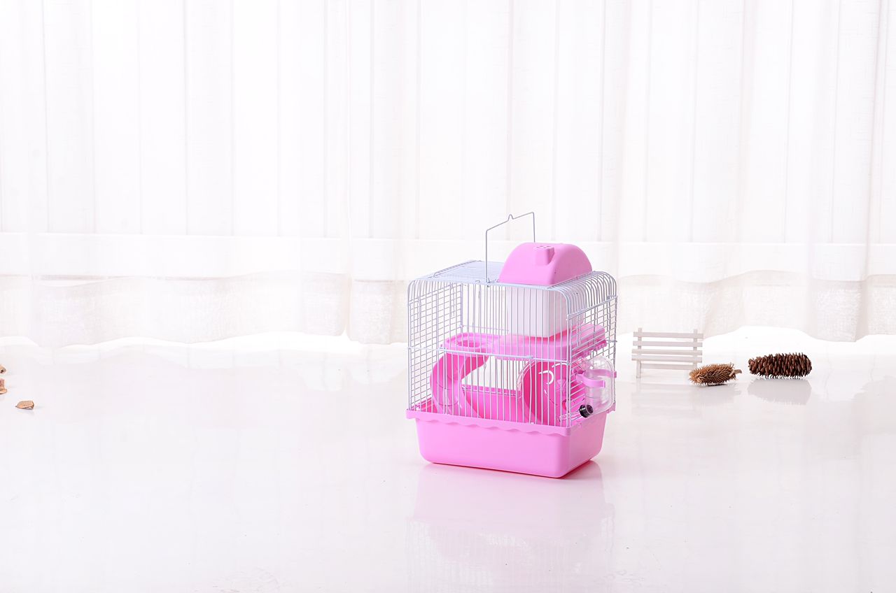 Pets Club Two Floor Hamster Cage With Running Wheels,Water Bottle & Food Feeder,Bedroom & Game Equipment-27*21*33Cm
