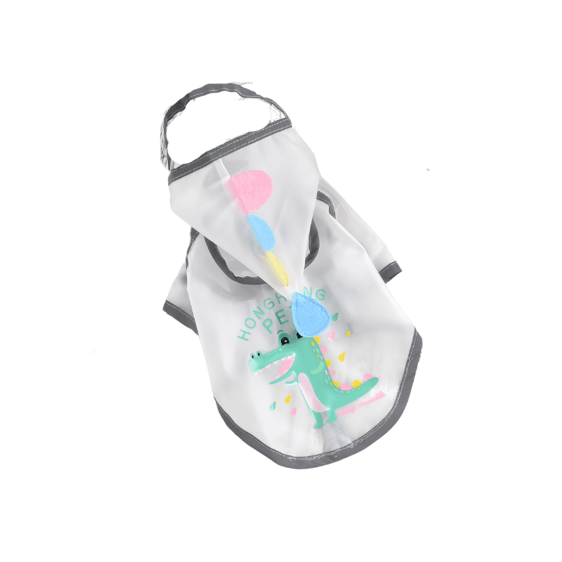 Hong Pet Crocodile Printed Transparent Raincoat - White