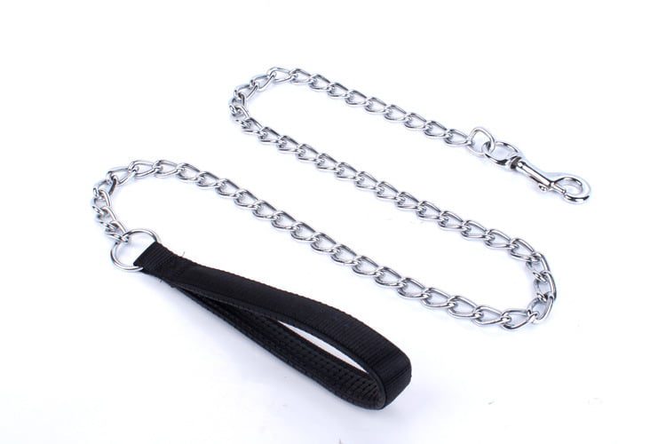For Pet Dog Lead Chain With Pu Handle & Collar - Large (3.0*120Cm) (Mixed Colors)