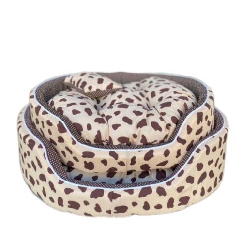 Coco Kindi Brown Pattern Washable Oval Shape Cotton Bed