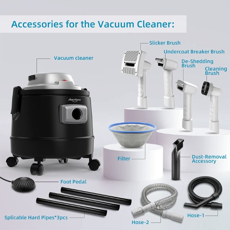 Shernbao Vacuum Cleaner With a Foot Pedal And Self Cleaning Pet Brush kit