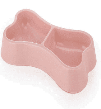 Pets Club Bone Shape Plastic Double Bowl 24.5*13*3.5Cm-Pink