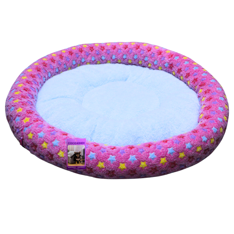 Coco Kindi Pink Star Pattern Washable Pizza Fur Bed