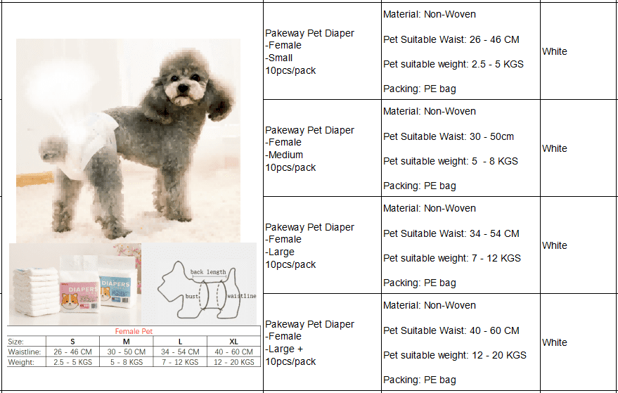 Pakeway Female Dog Pet Diaper-Large (34-54-Cm)-10pcs/pack