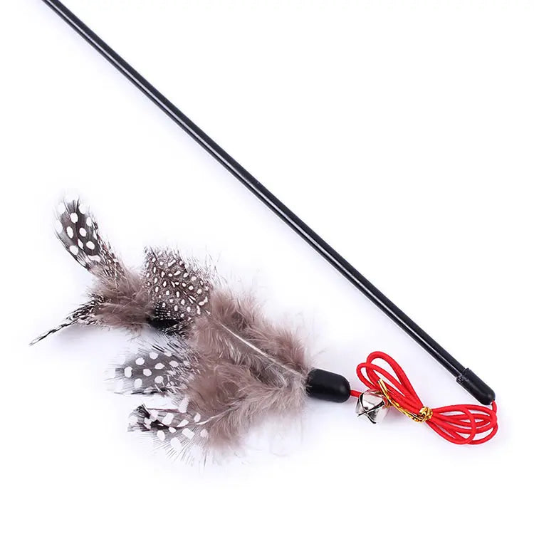 Its Meow Interactive Cat Teaser With Feather And Small Bell - 42 Cm (Mixed Colors)