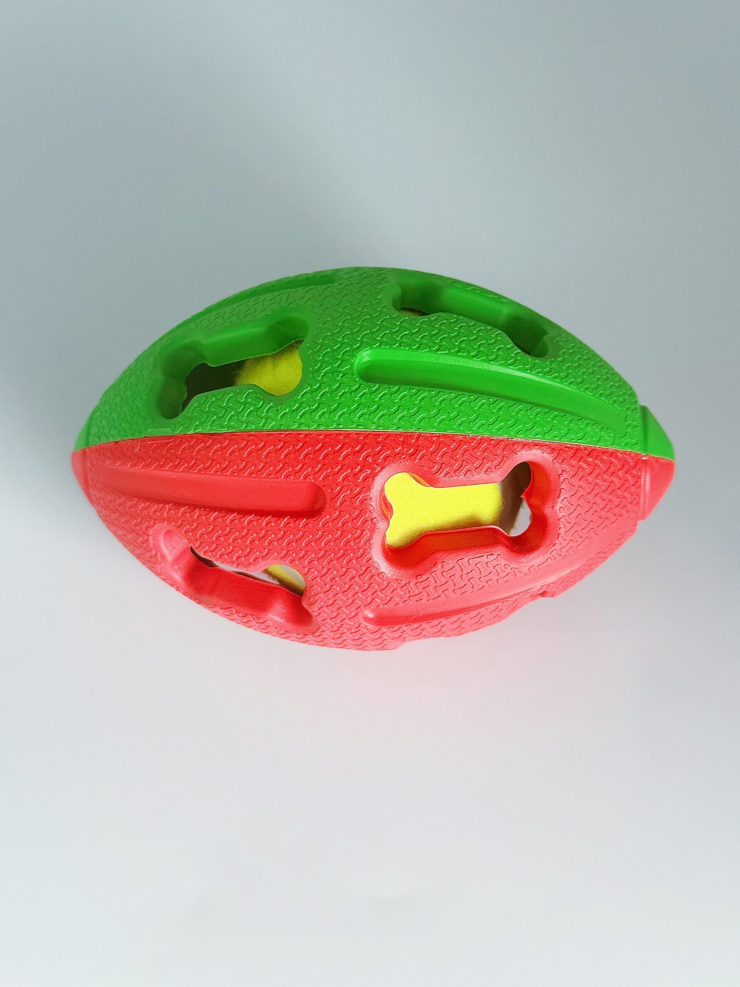 Miss Bear Colorful Hollow-out Concave Rugby Ball Dog Toy with Tennis Ball (Medium Dogs)