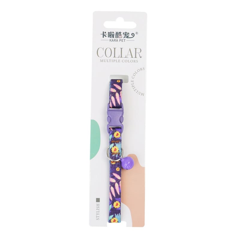 Cozy Paws Safe Cat Collar With Bell-25cm-Flower Print