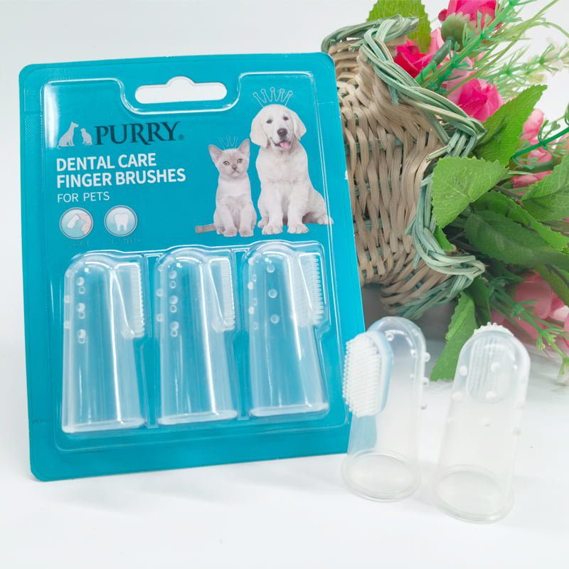 Purry Silicone Dental care Finger Brushes Set for pets (3pcs)