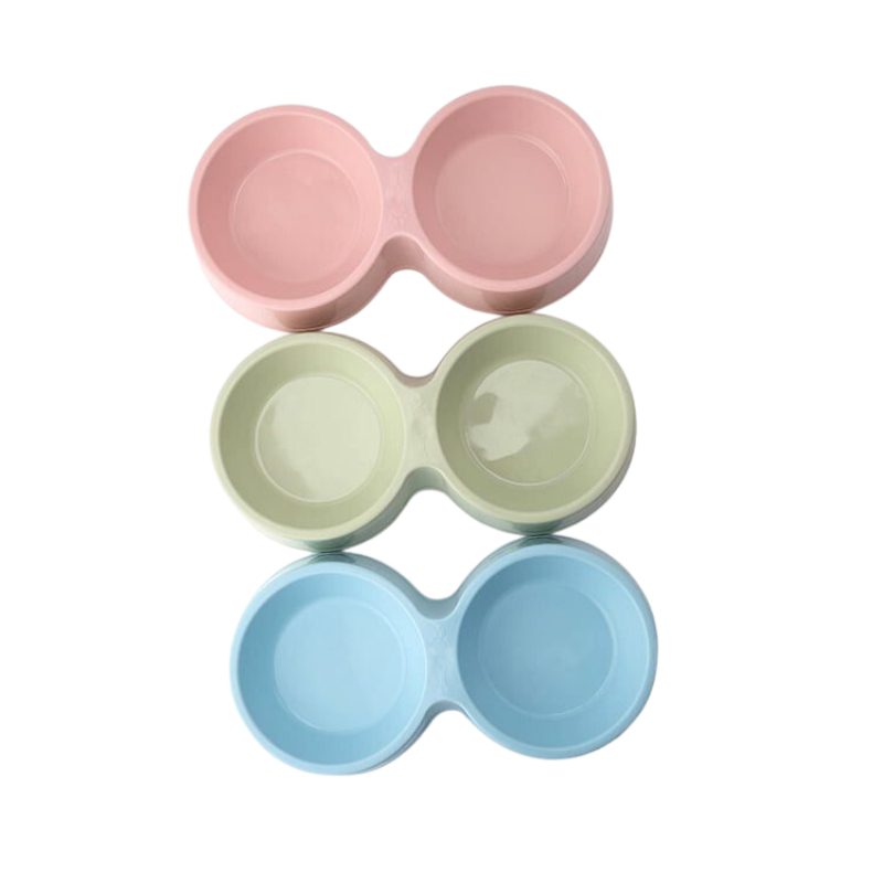 Pets Club Plastic Double Bowl - 88 ml - 28*14.5*5.5 Cm - Blue