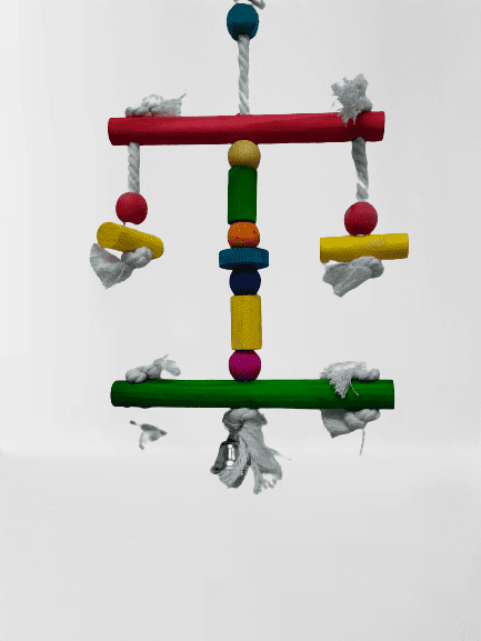 Pets Club Natural Wooden Bird Toy With Bell H-42 Cm, W 20 Cm