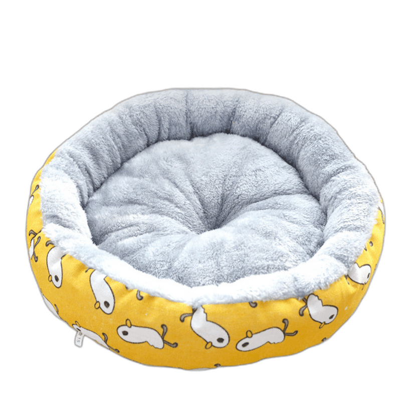 Coco Kindi Soft Round Shaped Fur Bed- Yellow