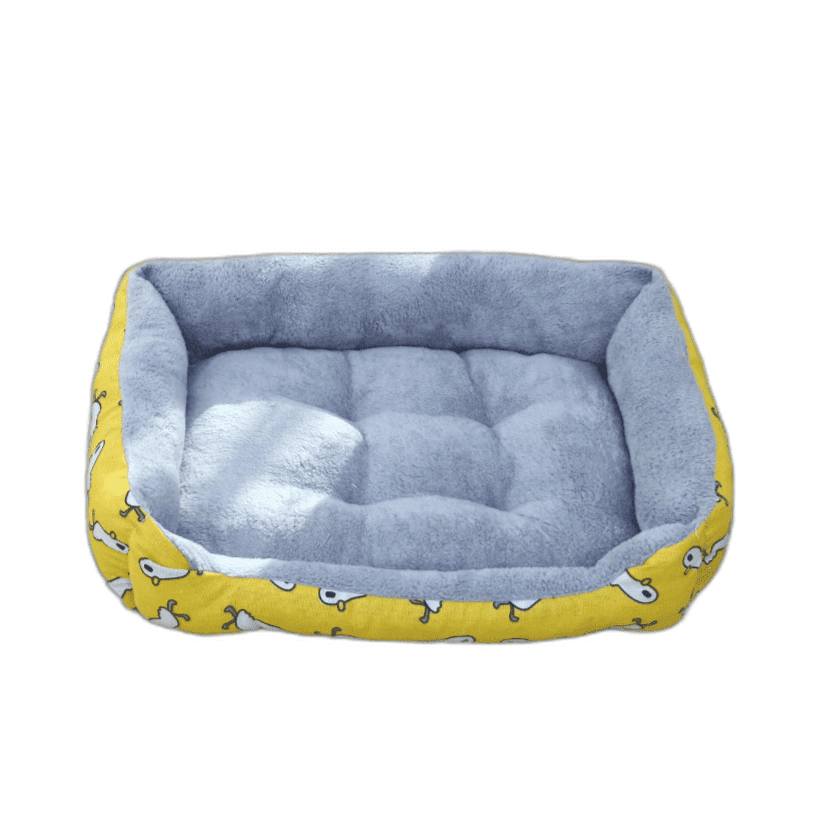 Coco Kindi Soft Rectangle Shaped Fur Bed-Yellow