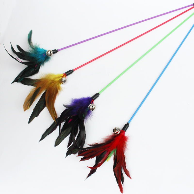 Its Meow Interactive Cat Toy Feather Stick With Bell - 61Cm  (Mixed Colors)