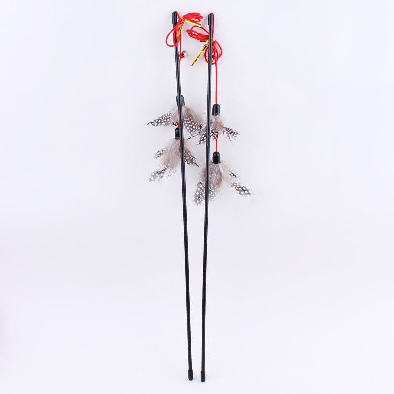 Its Meow Interactive Cat Teaser With Feather And Small Bell - 42 Cm (Mixed Colors)