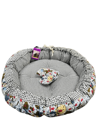 Coco Kindi Multicolored  Animal Pattern Washable Pumpkin Cotton Bed With Heart Shape Toy