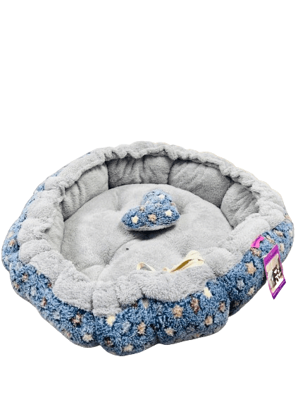 Coco Kind Navy Star Washable Pumpkin Fur Bed With Heart Shape Toy