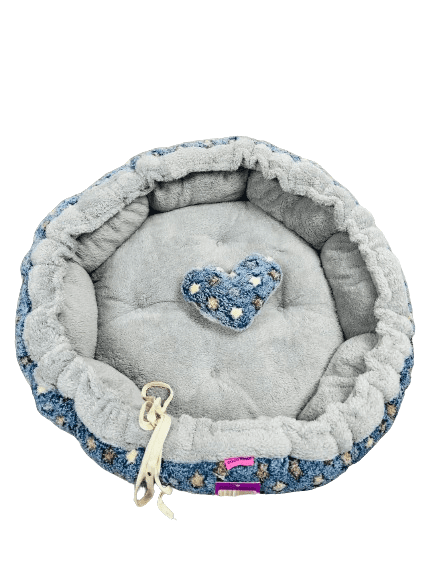 Coco Kind Navy Star Washable Pumpkin Fur Bed With Heart Shape Toy