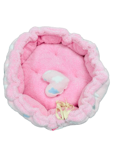 Coco Kindi Cloud Pattern Pink Color Washable Pumpkin Fur Bed With Heart Shape Toy