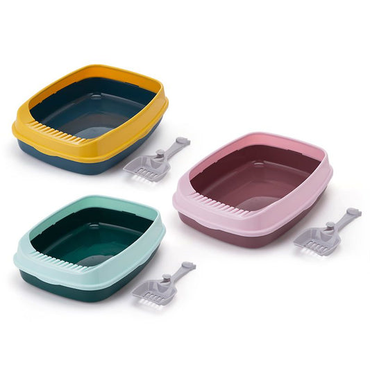 Open Cat Toilet With Scoop- 47*39*13 (Mixed Colors)