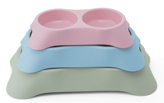 Pets Club Double Dining Bowl - 64 ml - 23*13*4 Cm Green