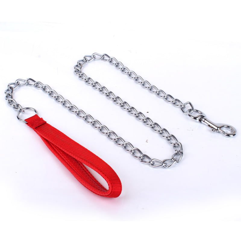 For Pet Dog Lead Chain With Pu Handle &amp; Collar - Large (3.0*120Cm) (Mixed Colors)