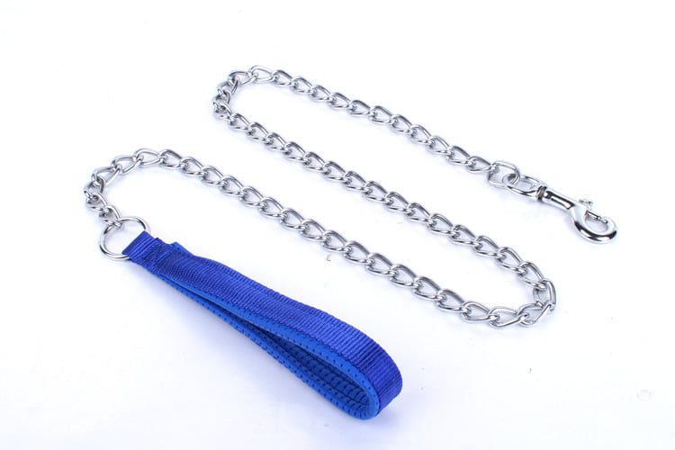 For Pet Dog Lead Chain With Pu Handle &amp; Collar - Large (3.0*120Cm) (Mixed Colors)