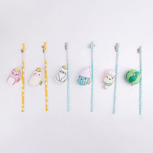Its Meow Funny Cat Toy Yellow Stick With White Mouse