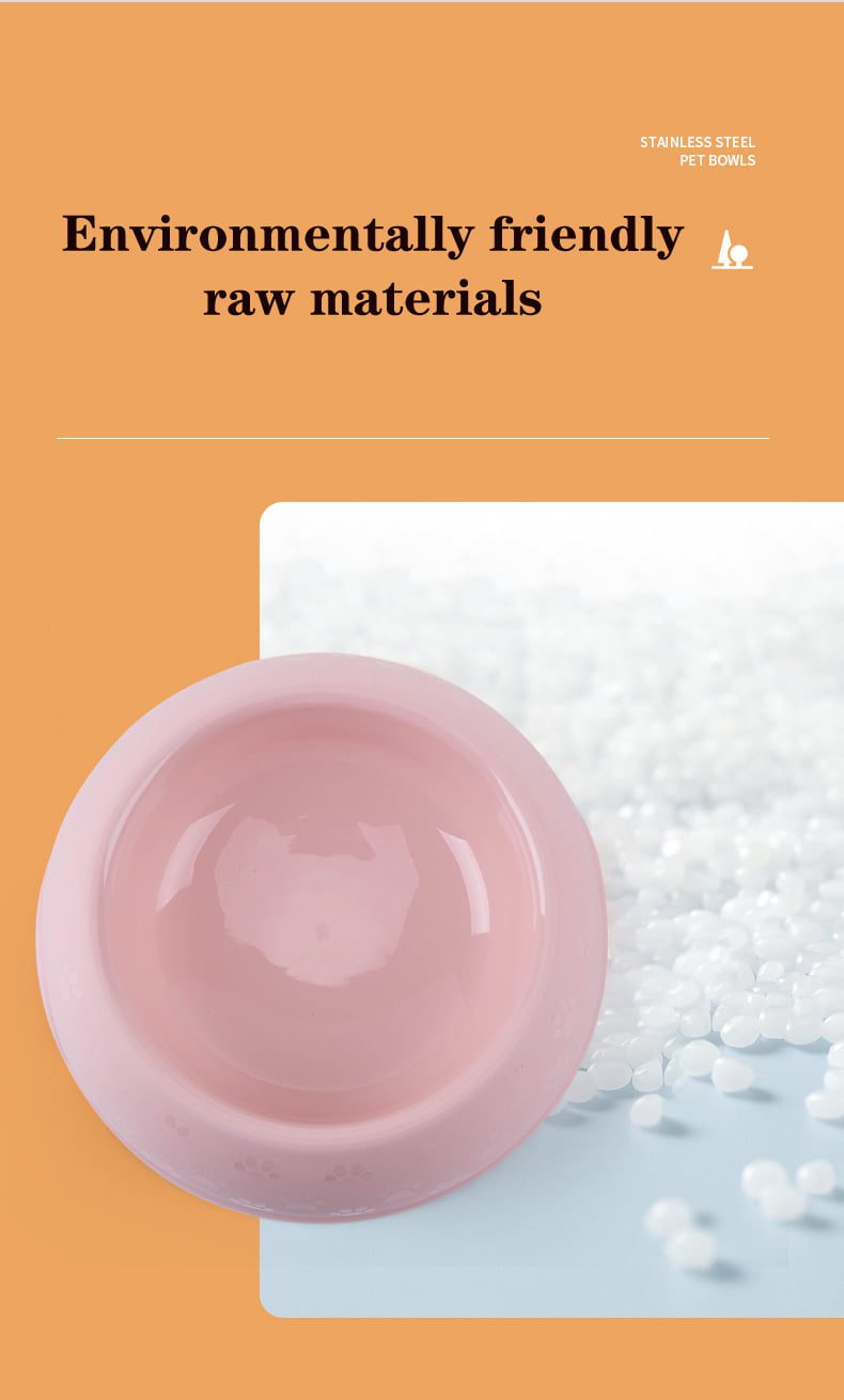 Paw Print Single Dining Pet Feedrer With Stainless Steel Bowl & Non Slip Rubber Bottom-Pink -29.5*10Cm