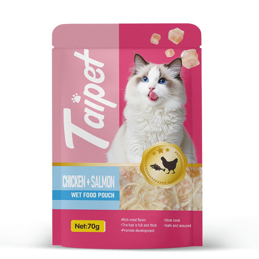 Taipet Cat Wet Food Pouch Chicken & Salmon in Broth-70g(Box contains 12pcs)