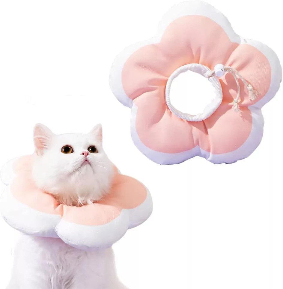 Cozy Paws Flower Shape Soft Pet Recovery Collar-Pink
