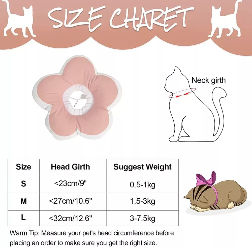 Cozy Paws Flower Shape Soft Pet Recovery Collar-Pink