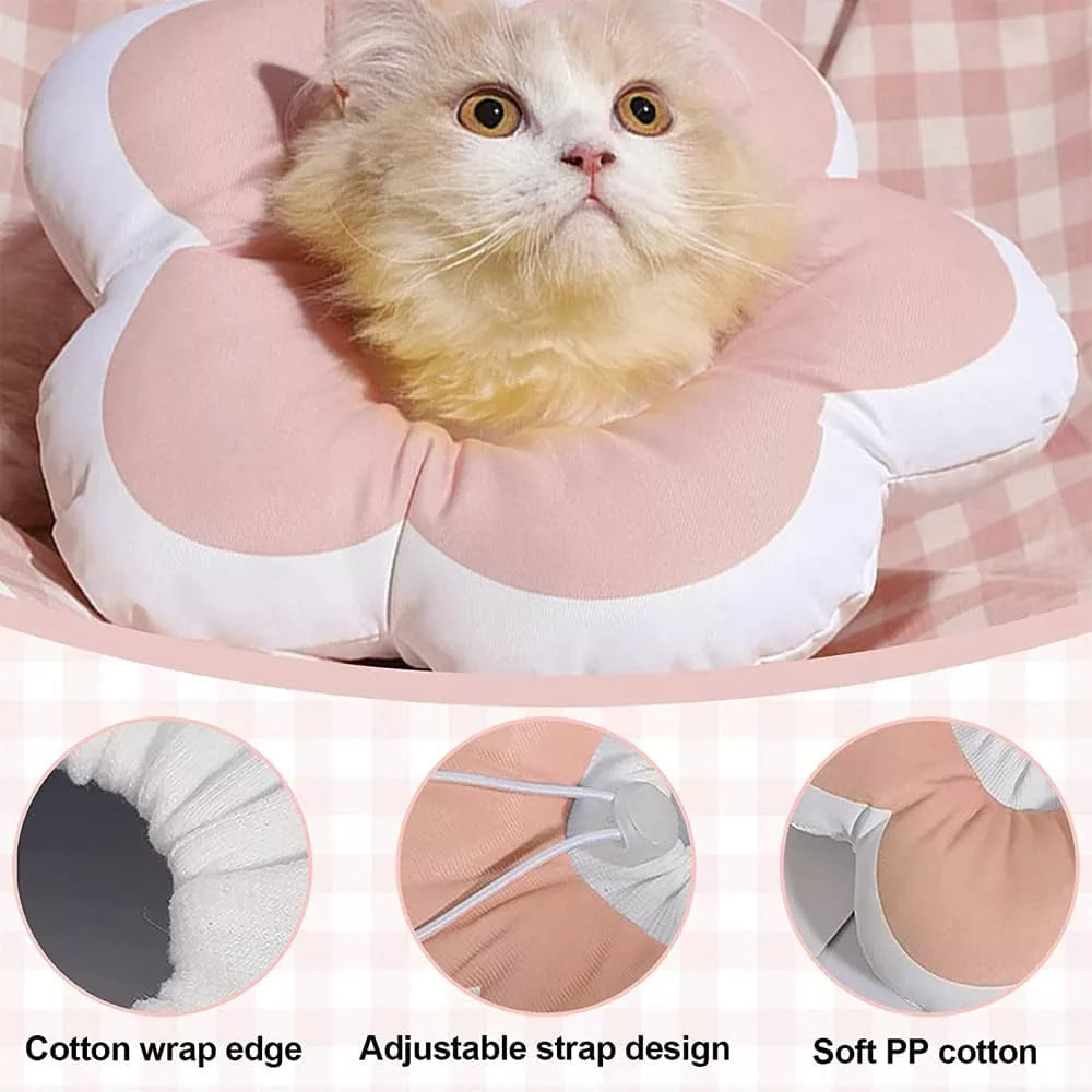 Cozy Paws Flower Shape Soft Pet Recovery Collar-Pink