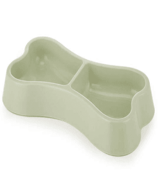 Pets Club Bone Shape Plastic Double Bowl 24.5*13*3.5Cm-Green