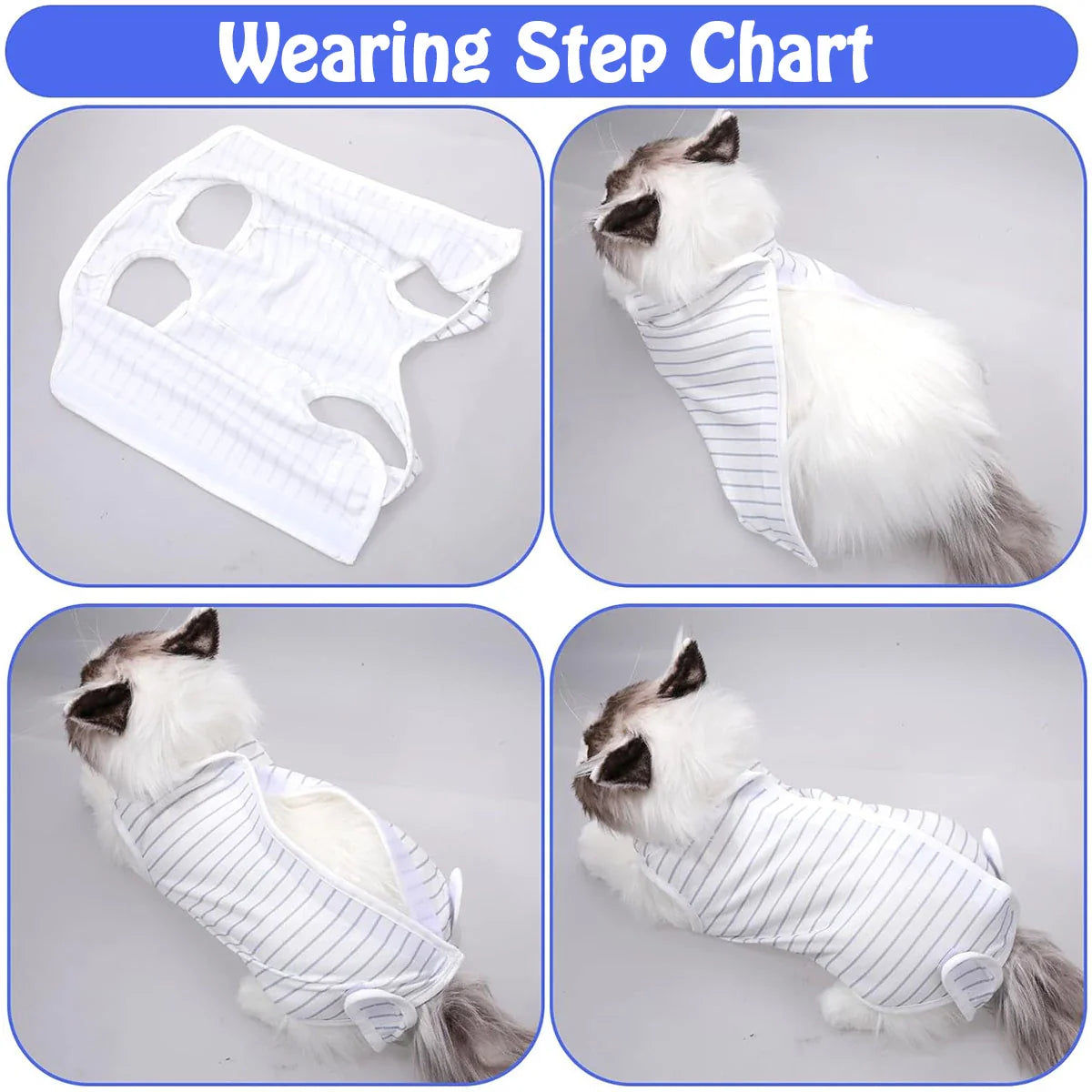 Cozy Paws Pet Recovery Suit-Blue Stripe