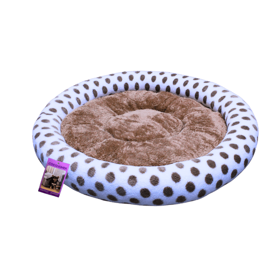 Coco Kindi Brown Dotted White Washable Pizza Fur Bed