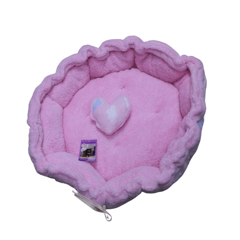 Coco Kindi Cloud Pattern Pink Color Washable Pumpkin Fur Bed With Heart Shape Toy