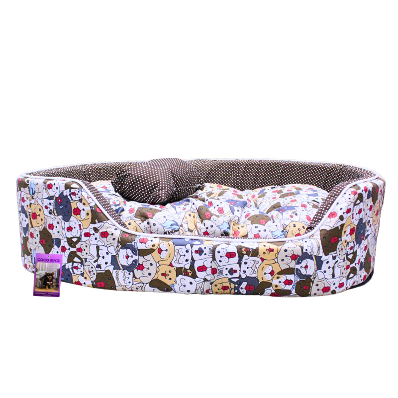 Coco Kindi Multicolored Animal Pattern Washable Oval Shape Cotton Bed