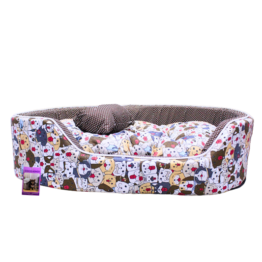 Coco Kindi Multicolored Animal Pattern Washable Oval Shape Cotton Bed