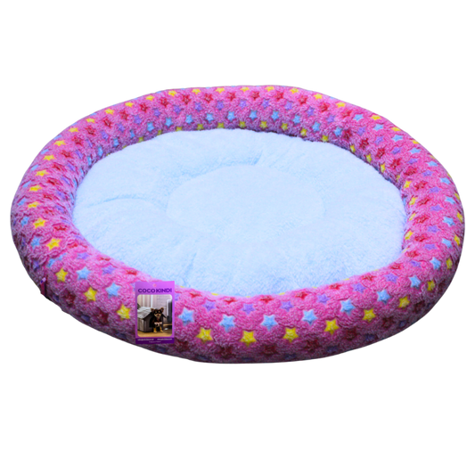 Coco Kindi Pink Star Pattern Washable Pizza Fur Bed