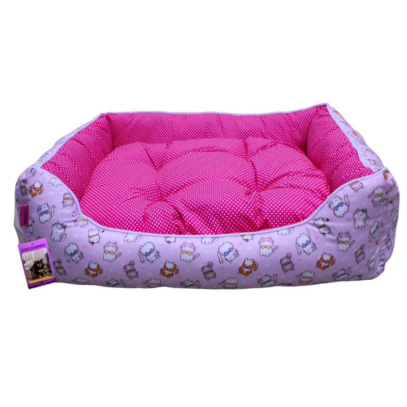 Coco Kindi Pink Cat Pattern Washable Sofa Cotton Bed