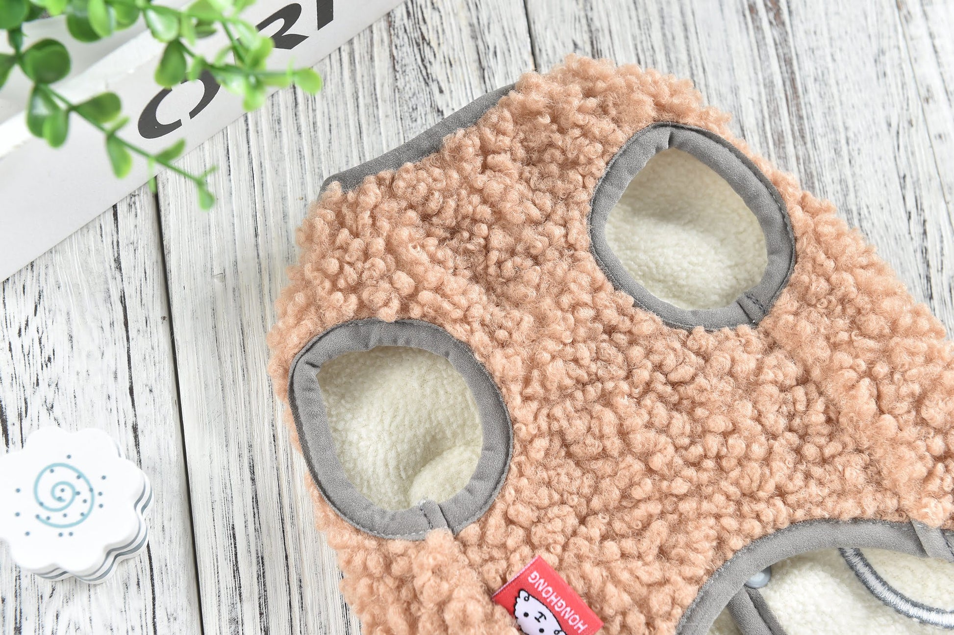 Hong Pet Plush Vest Coat For Pets - Coffee Color