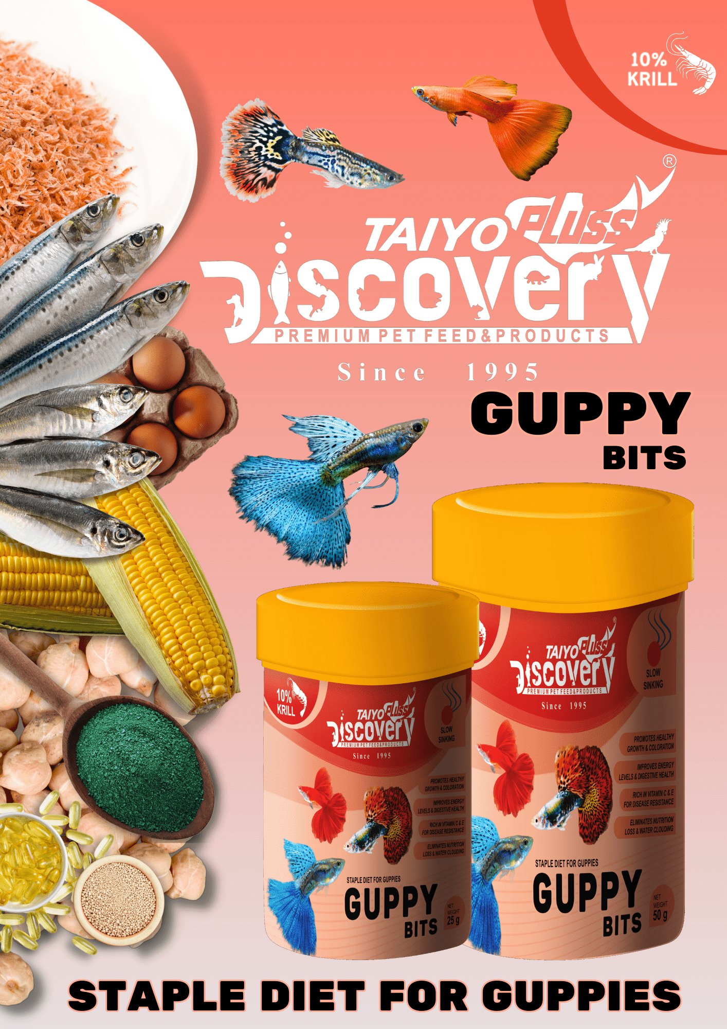 Taiyo Pluss Discovery Guppy Bits-25gm (100ml)