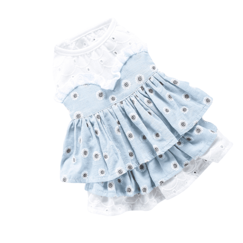 Hong Pet Blue Floral Print Pet Costume