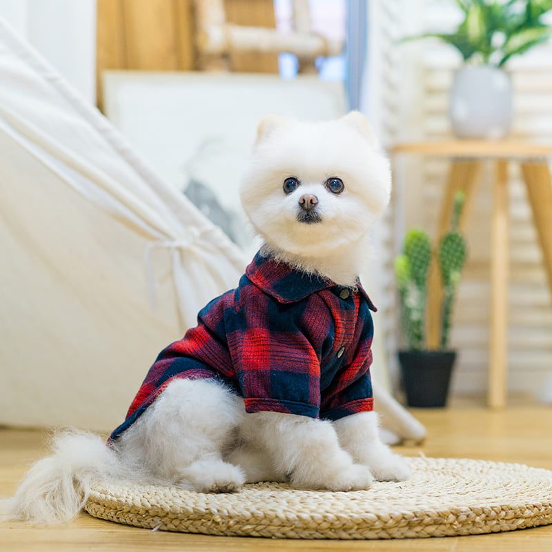 Pets Club  Check Pattern Cotton Cloth For Puppy Dog Summer Shirts