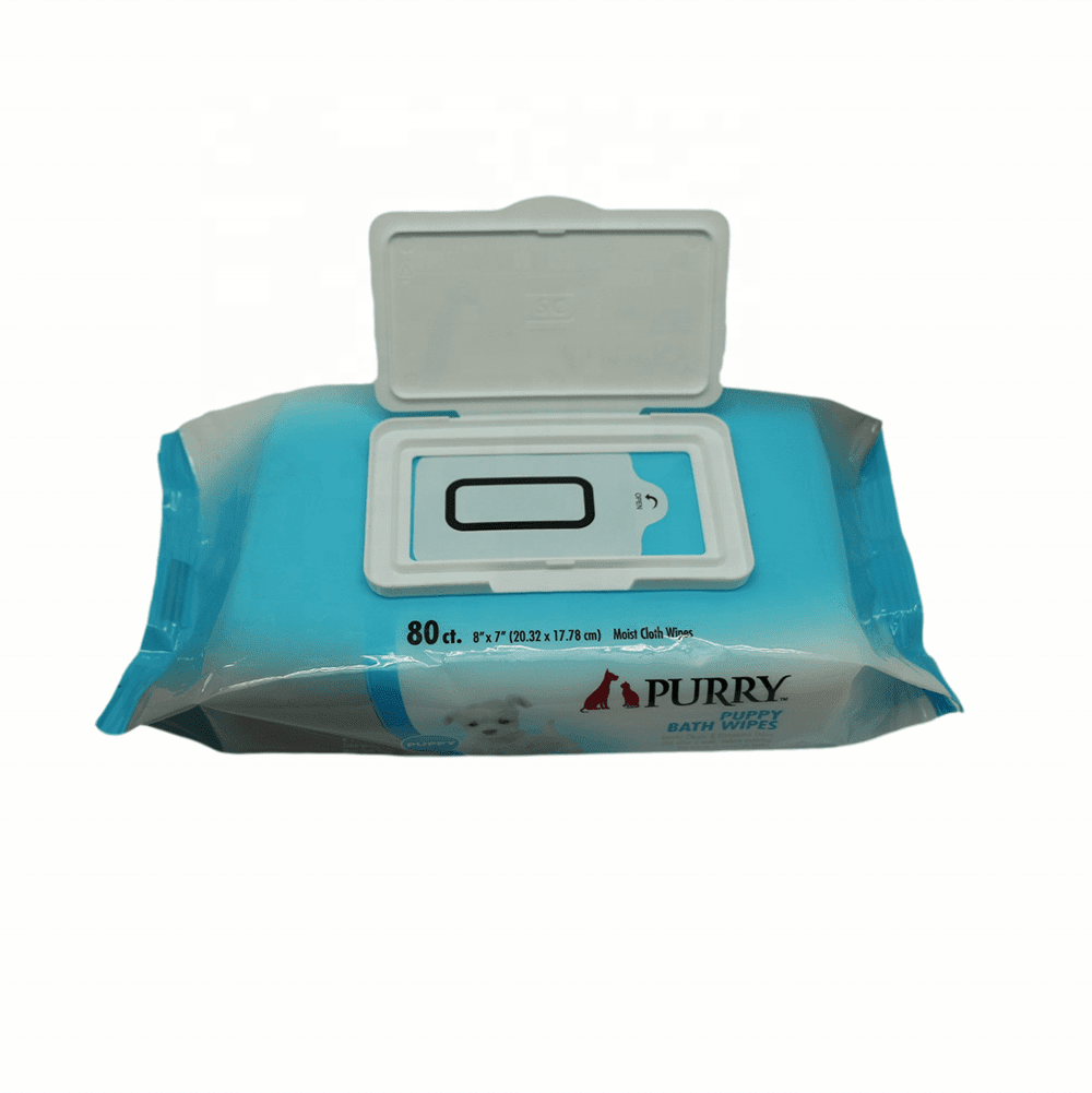 Purry Puppy Bath Wipes With Baby Powder Scent- 8?X7?-80 Pcs
