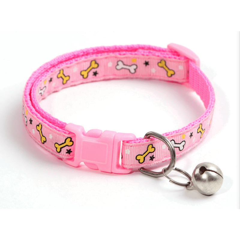 Pets Club Adjustable Cat Collar With Bell - Pink Bone