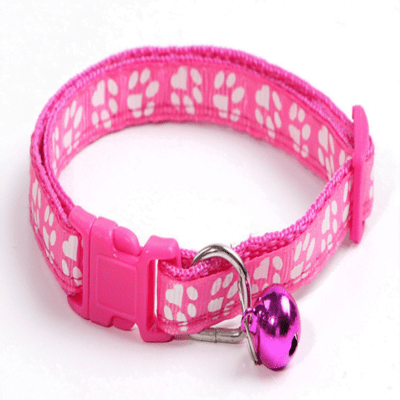 Pets Club Adjustable Cat Collar With Bell- Light Pink Paw
