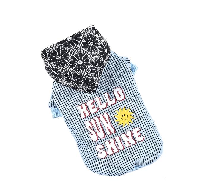 Hong Pet Cool Silk Stripe Color Hat Jacket - Blue