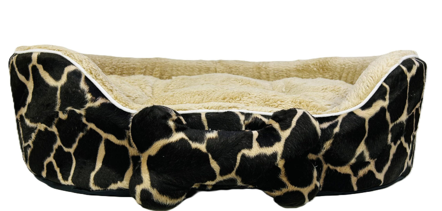 Coco Kindi Navy Star Printed Blue Washable Oval Shape Fur Bed - Size #3